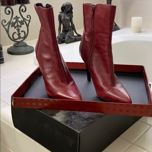 Red Nine West leather boots
